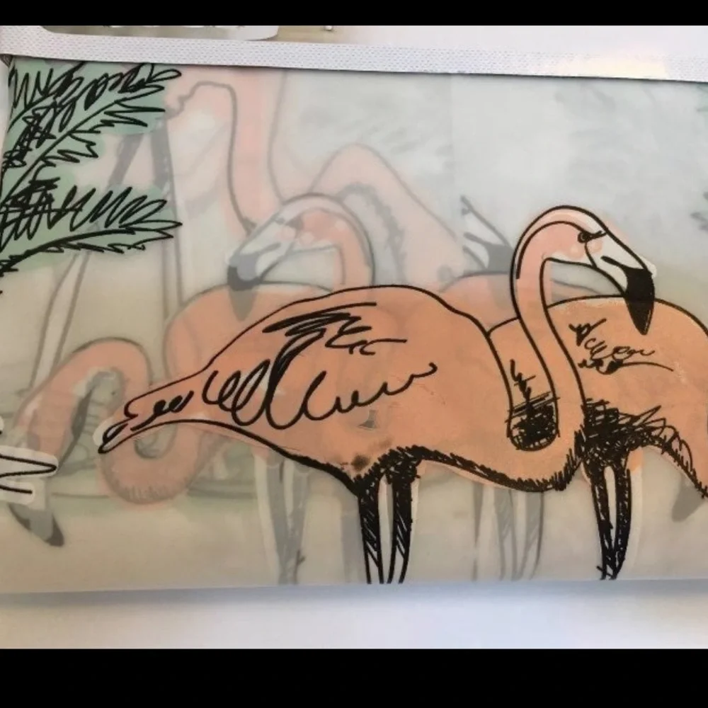 Tropical Palm Trees & Pink Flamingos Peva Shower Curtain Florida Summer Birds